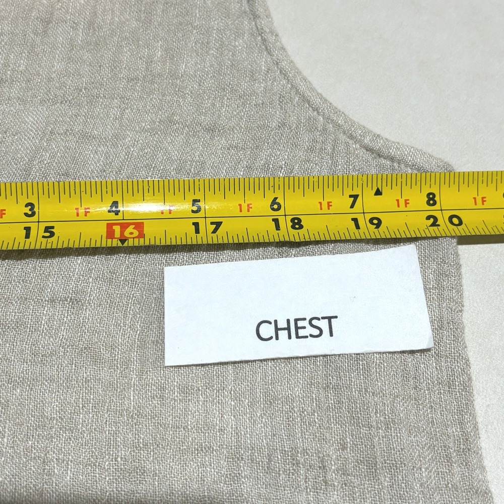 Pure Jill Women 100% Linen Longline Tie Front Vest Sz M Beige Lagenlook Coastal - Picture 8 of 10